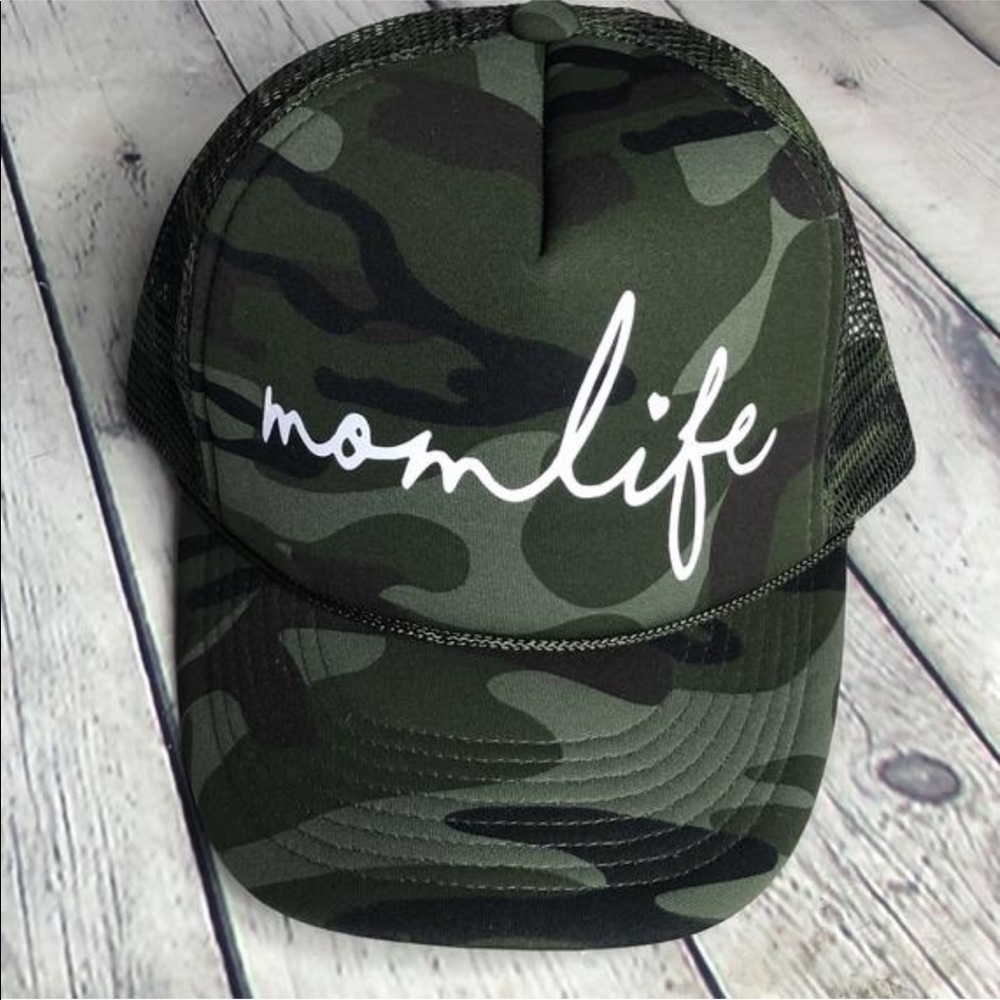 Ariebdesigns camo  momlife trucker hat